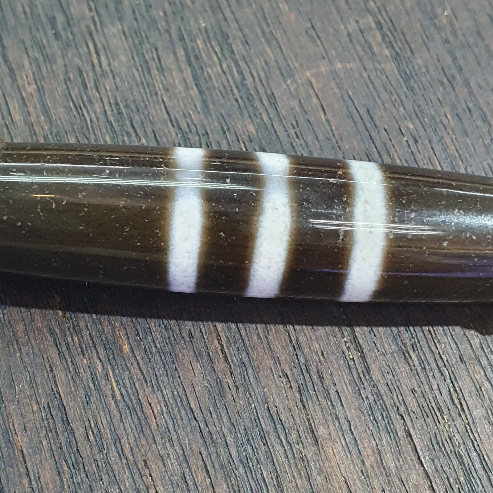 3 Stipes Lines Tibetan Silver Nepalese dzi Agate bead pendant Necklace