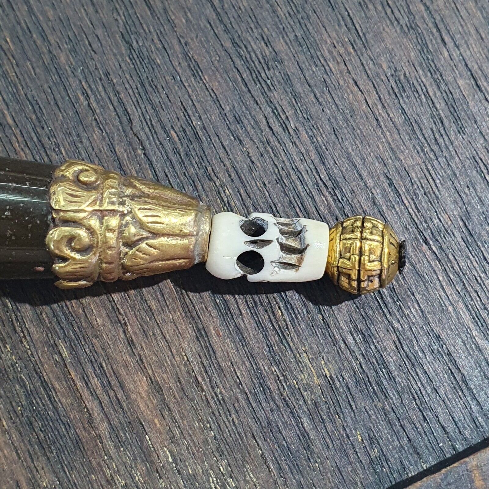 3 Stipes Lines Tibetan Silver Nepalese dzi Agate bead pendant Necklace