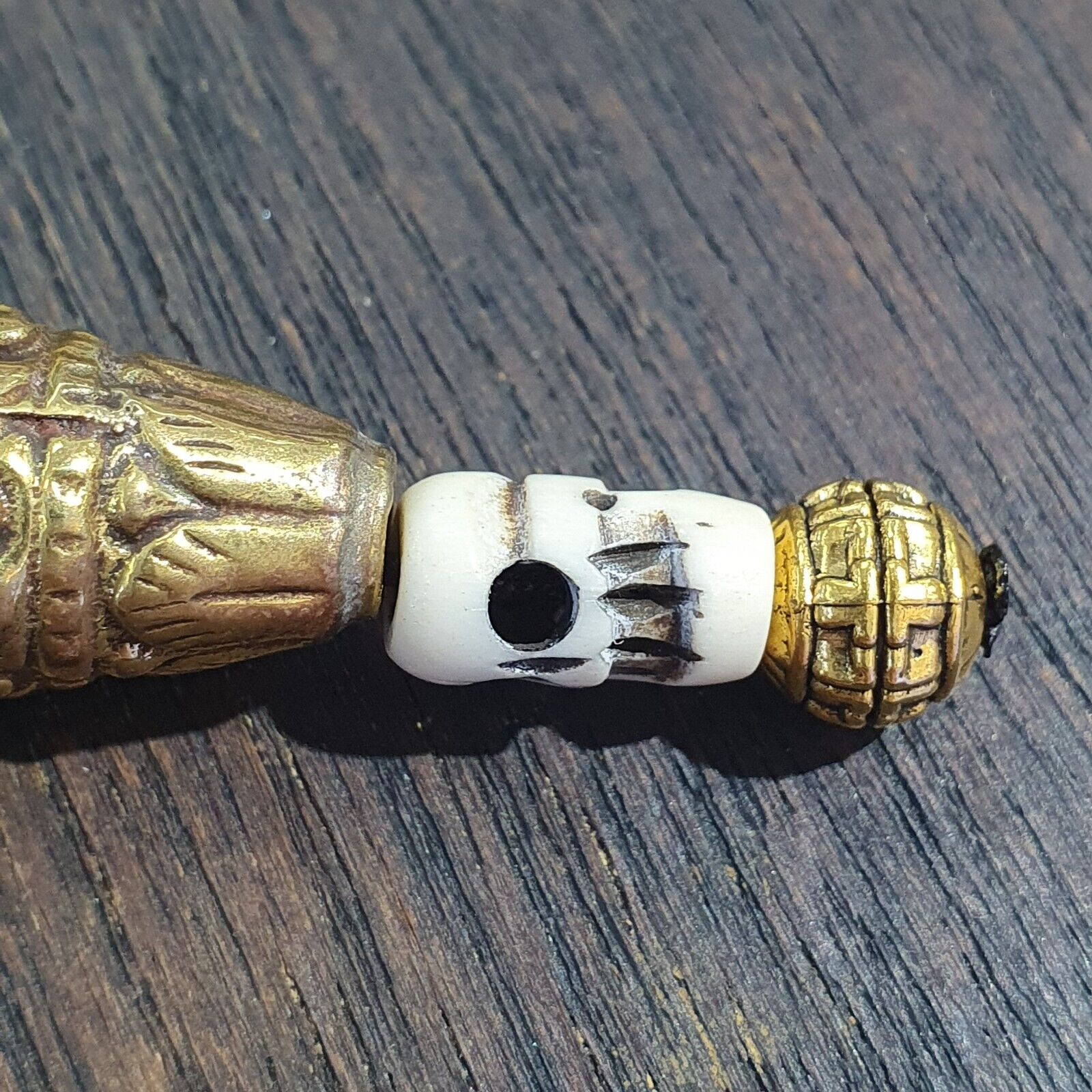 3 Stipes Lines Tibetan Silver Nepalese dzi Agate bead pendant Necklace