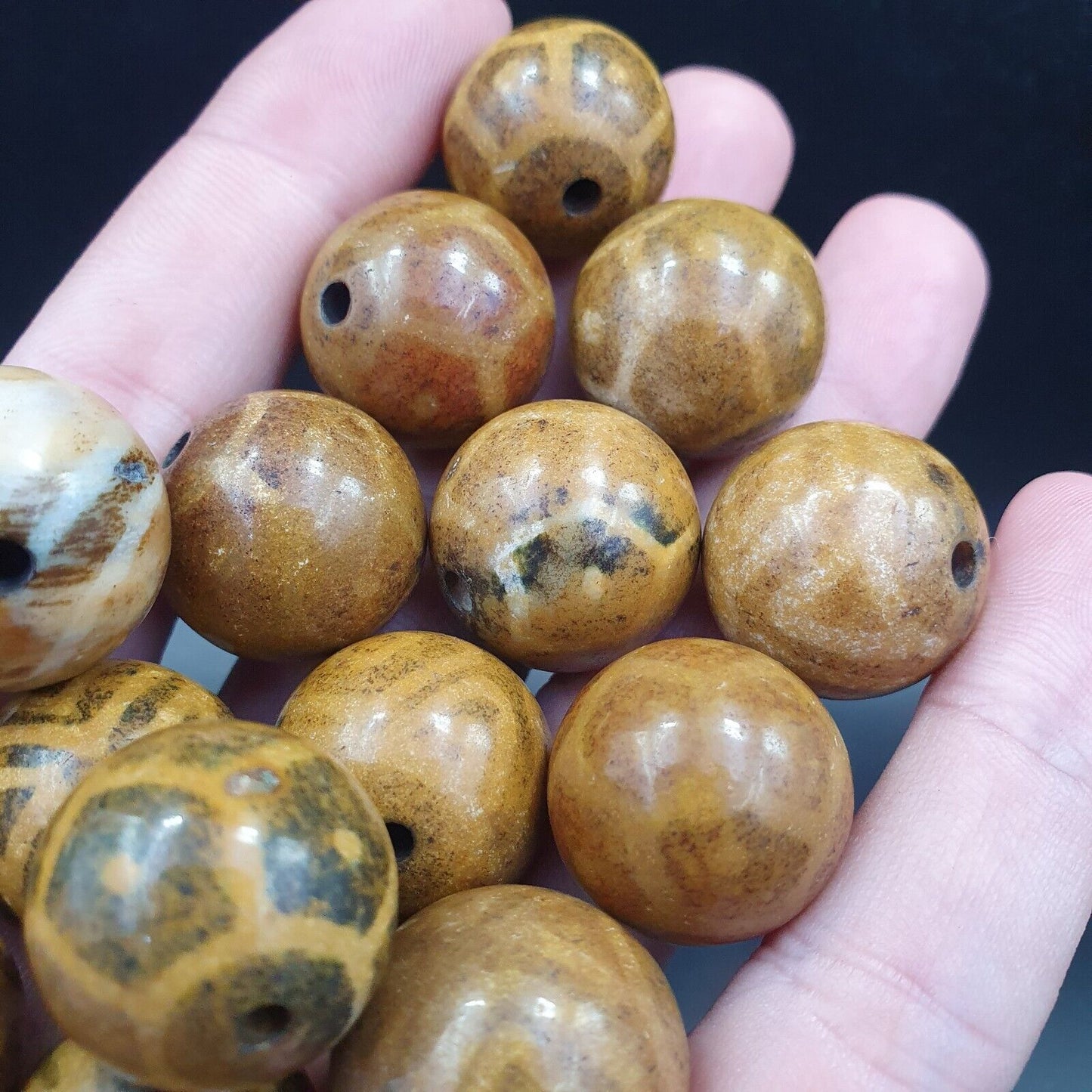 Südasiatische burmesische Antiquitäten Pumtek Pyu Perlen 20mm Lot 20 Perlen