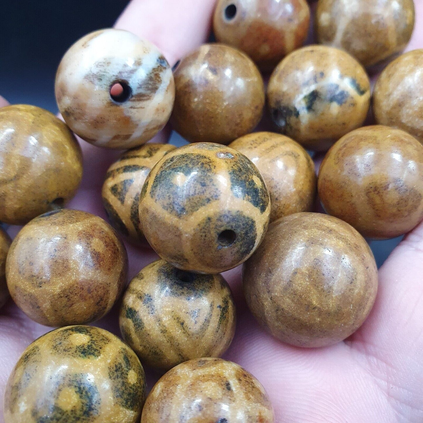 Südasiatische burmesische Antiquitäten Pumtek Pyu Perlen 20mm Lot 20 Perlen