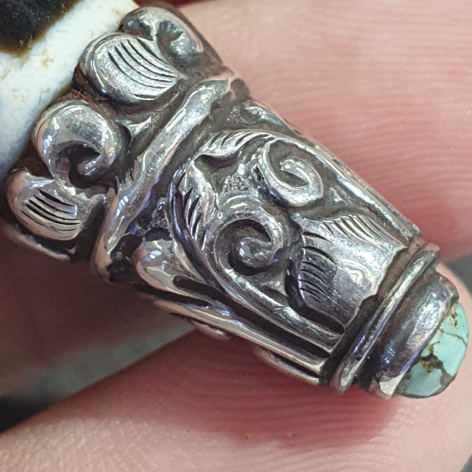 Turquoise 925 Sterling Silver 9 Eyes Tibetan Nepalese dzi bead Agate pendant
