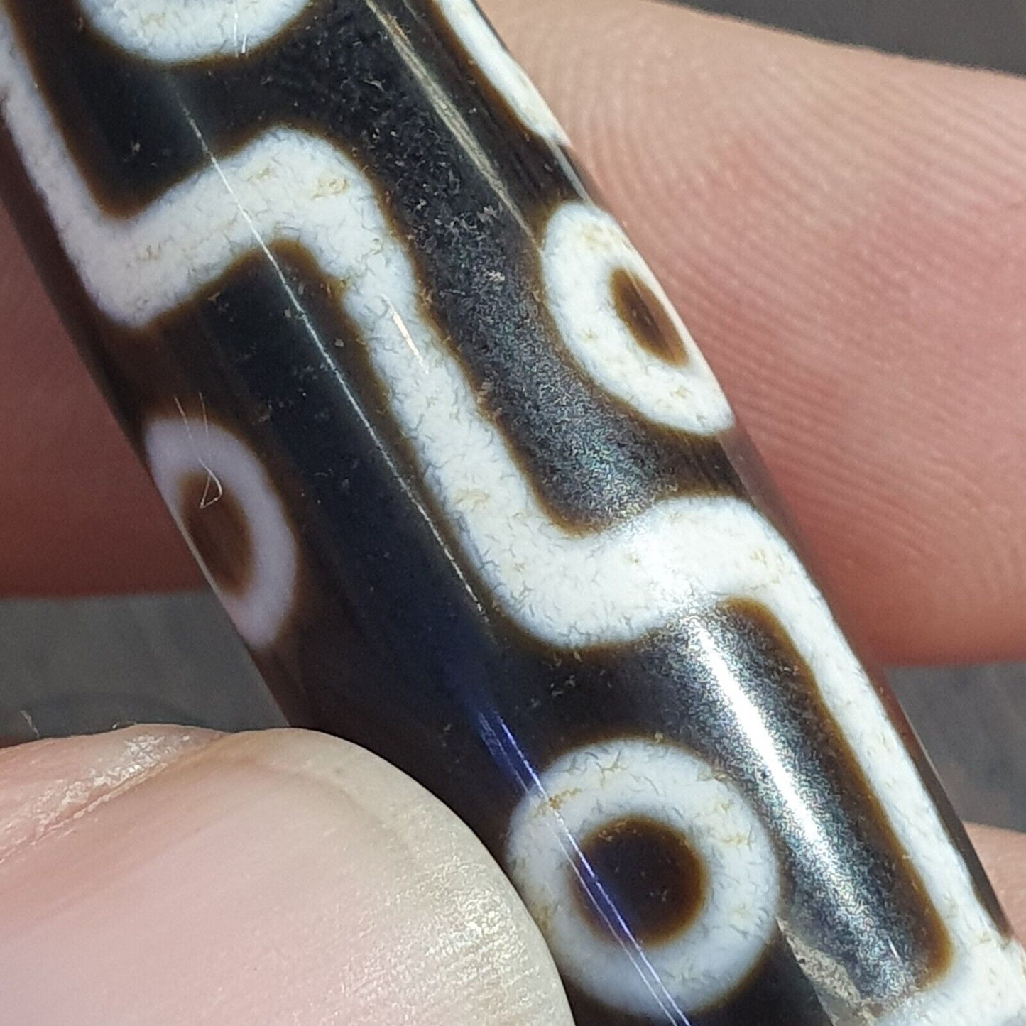 Türkisfarbener 925er-Sterlingsilber-9-Augen-Anhänger aus tibetisch-nepalesischem Dzi-Perlen-Achat