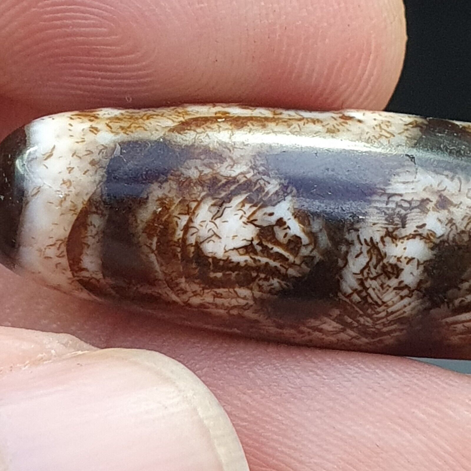 Rare Collectible Tibetan Rusted Eyes Agate stone Dzi Bead Amulet BD-25-3