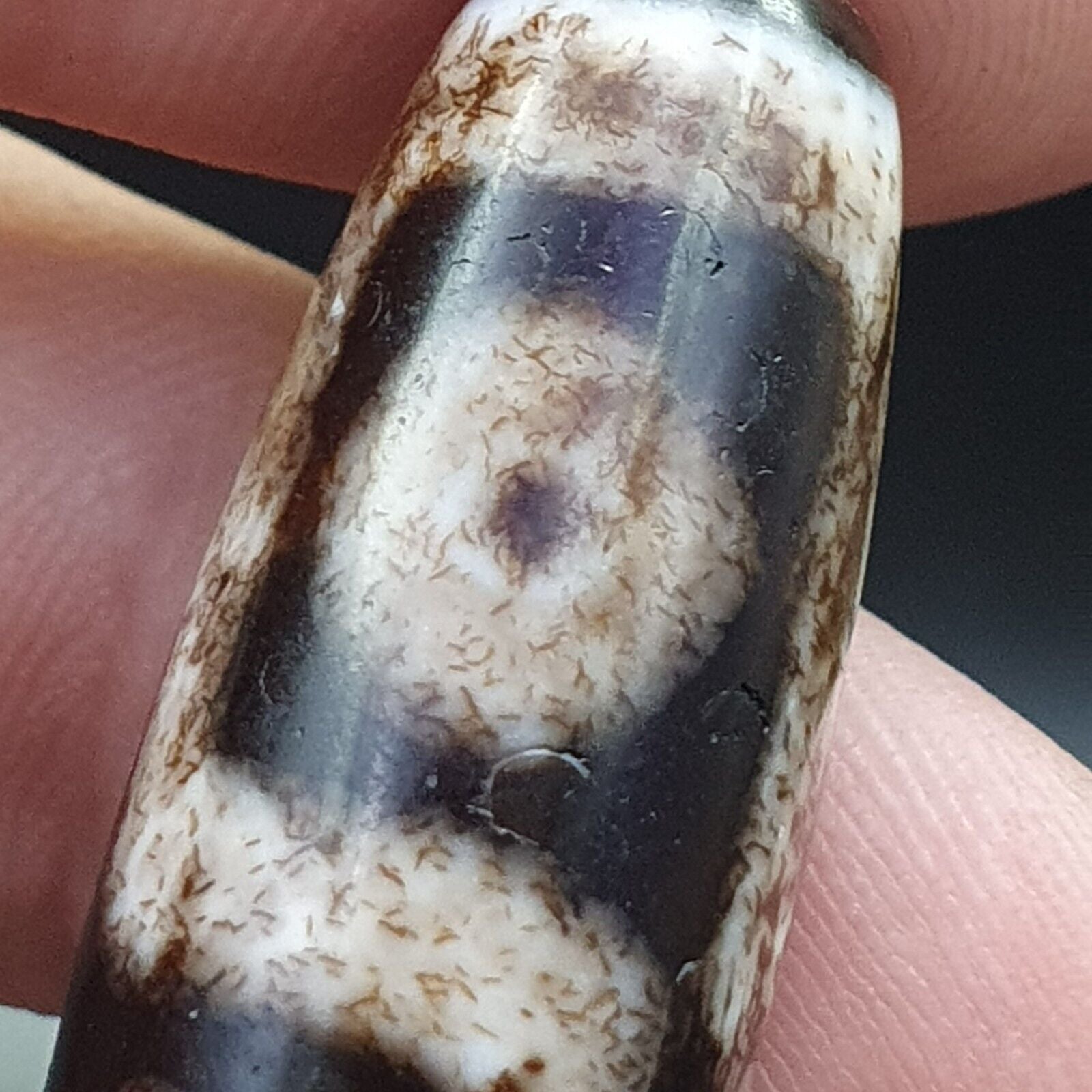 Rare Collectible Tibetan Rusted Eyes Agate stone Dzi Bead Amulet BD-25-3