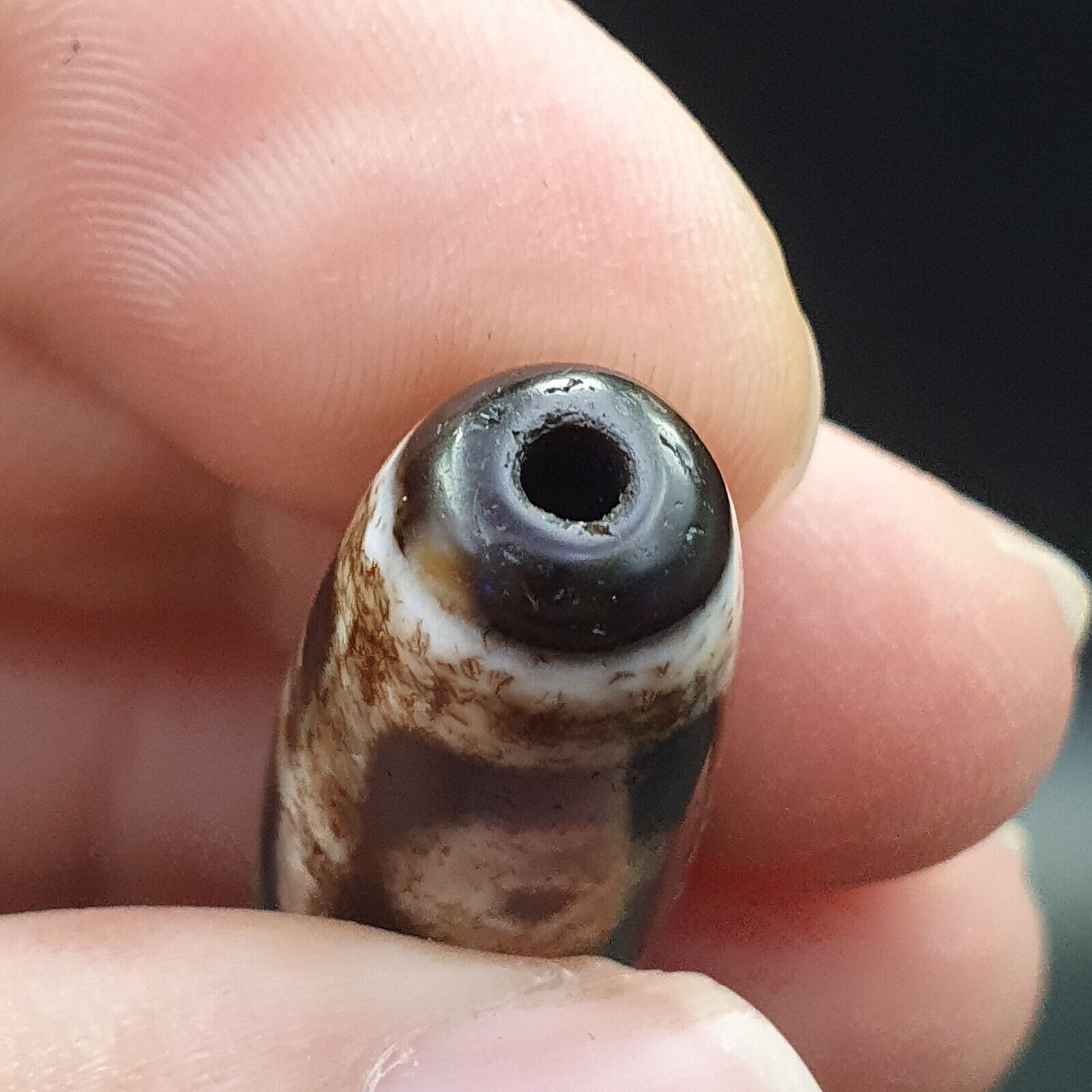 Rare Collectible Tibetan Rusted Eyes Agate stone Dzi Bead Amulet BD-25-3