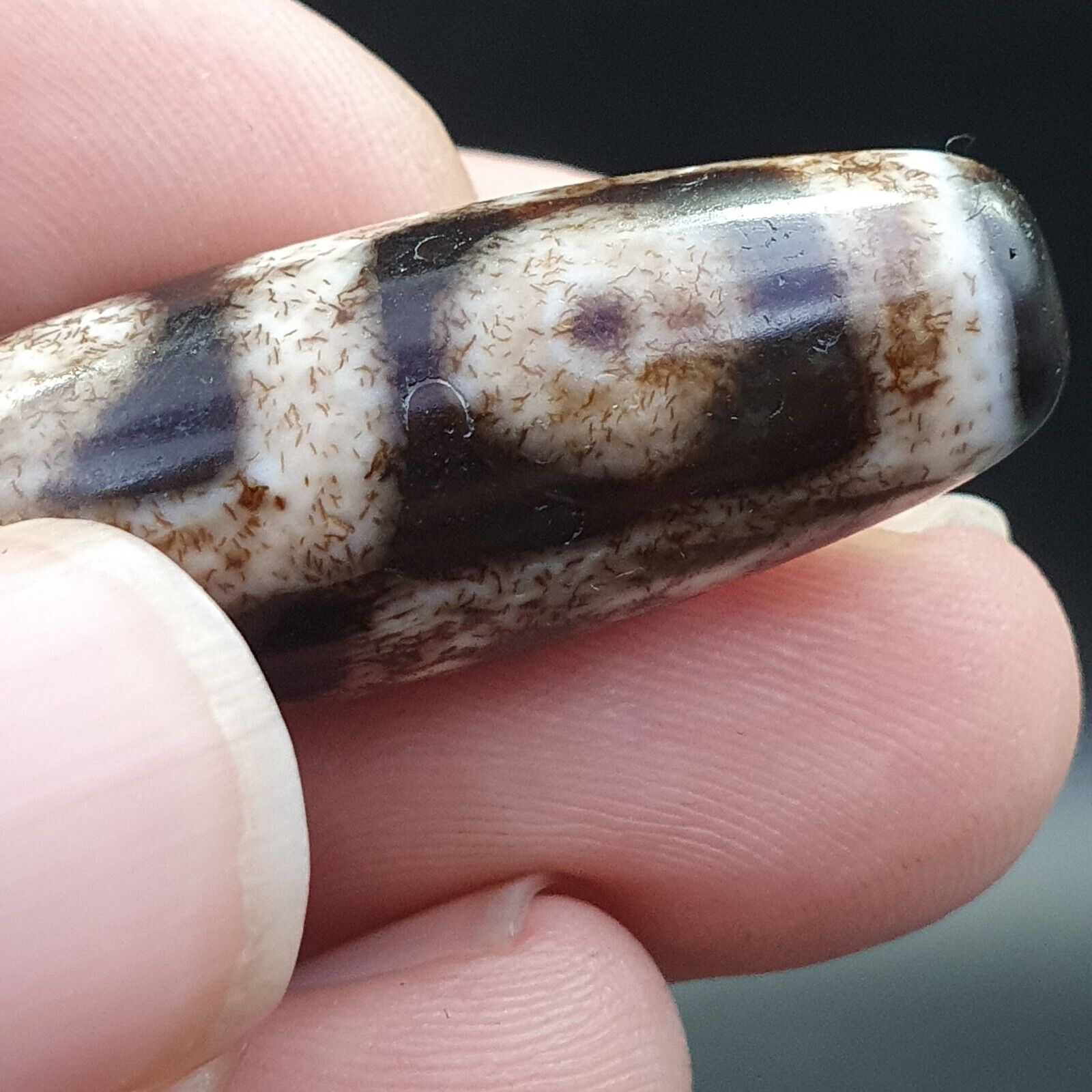 Rare Collectible Tibetan Rusted Eyes Agate stone Dzi Bead Amulet BD-25-3