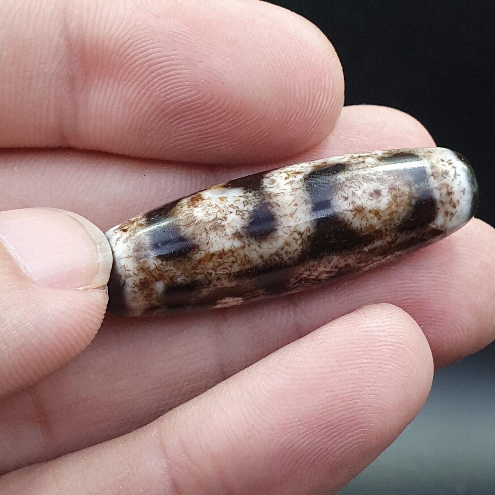 Rare Collectible Tibetan Rusted Eyes Agate stone Dzi Bead Amulet BD-25-3