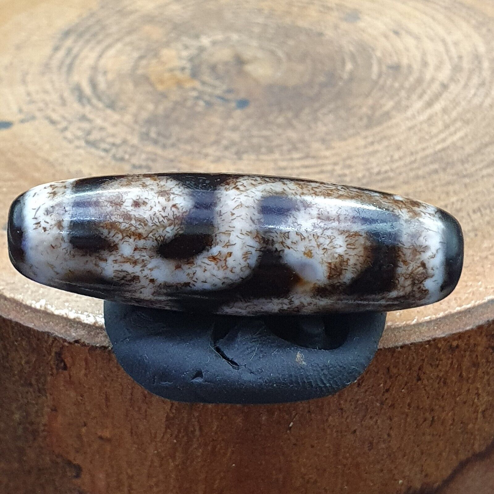 Rare Collectible Tibetan Rusted Eyes Agate stone Dzi Bead Amulet BD-25-3
