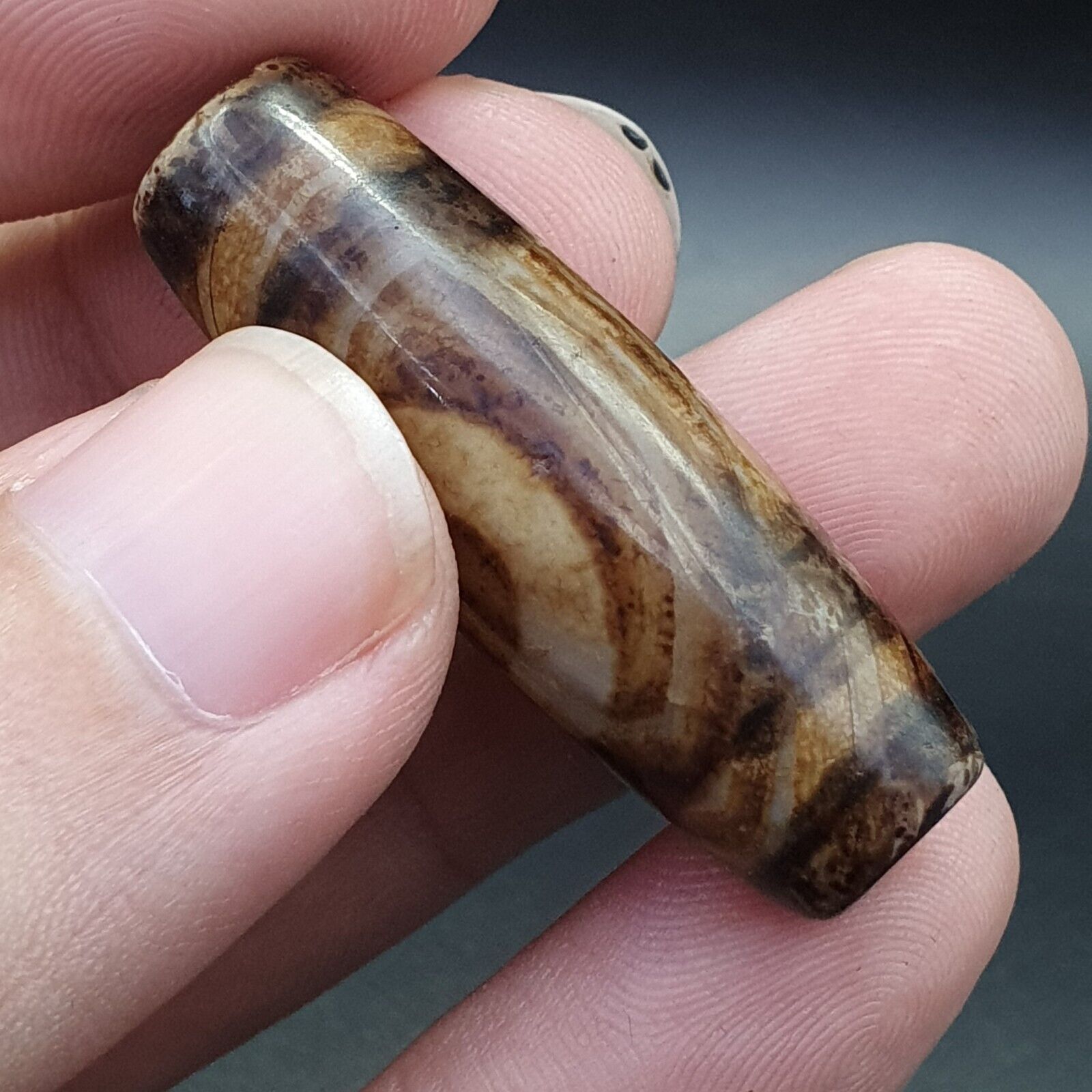 Tibetan Rusted Eyes Agate stone Dzi Bead Amulet BD-25-10