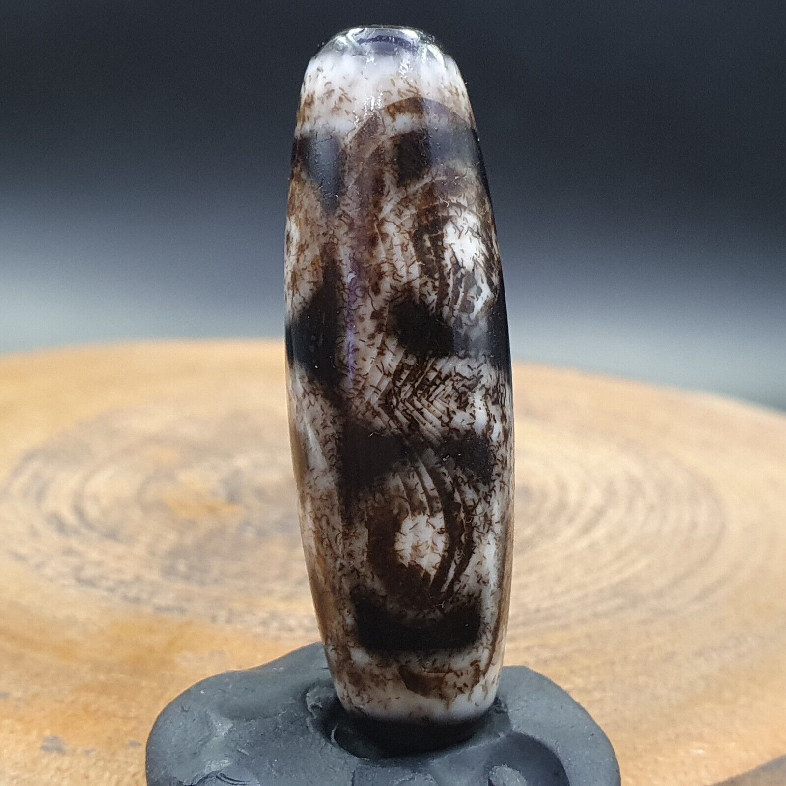 Rare Collectible Tibetan Rusted Eyes Agate stone Dzi Bead Amulet BD-25-3