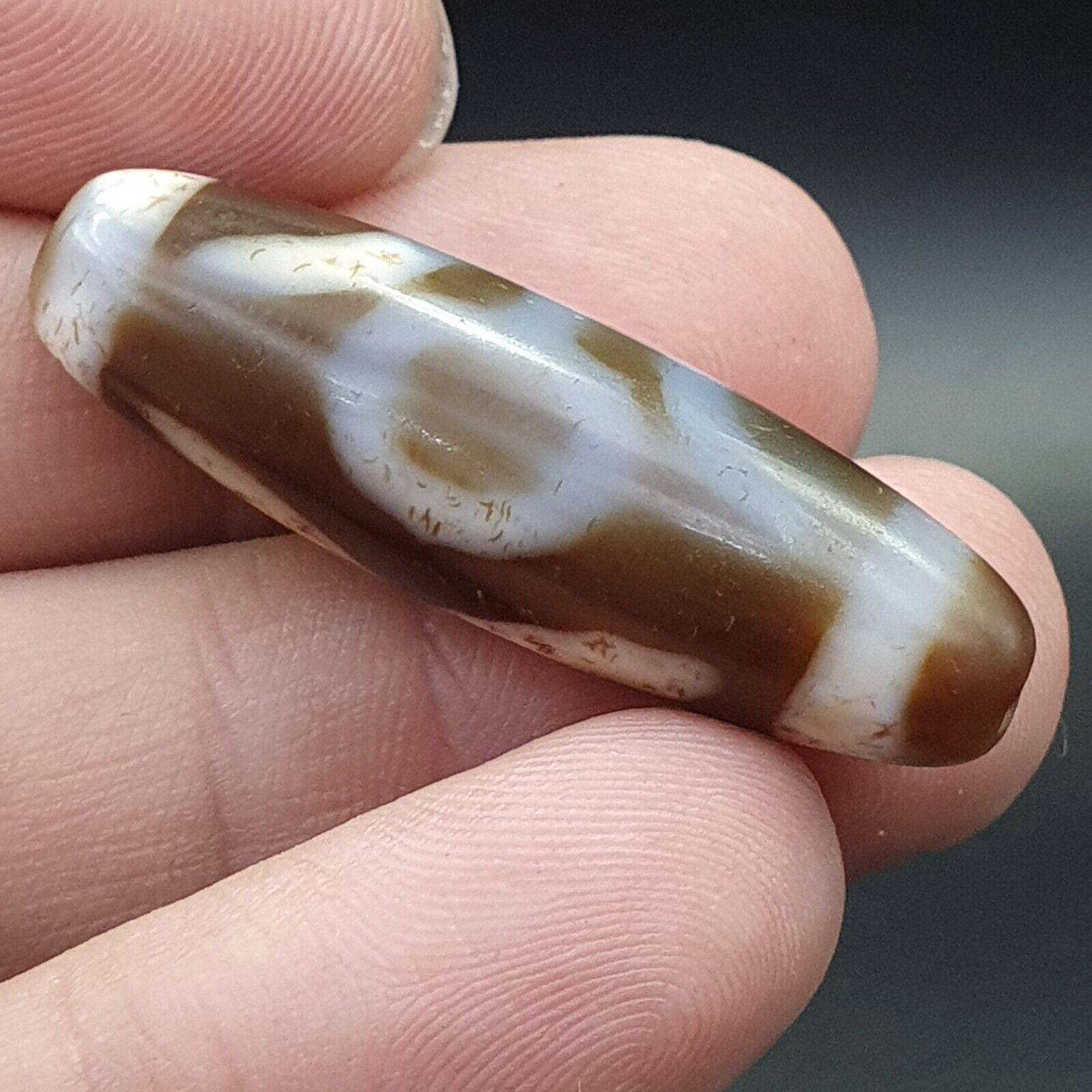 Old Tibetan Eyes Agate stone Dzi Bead Amulet BD-25-5