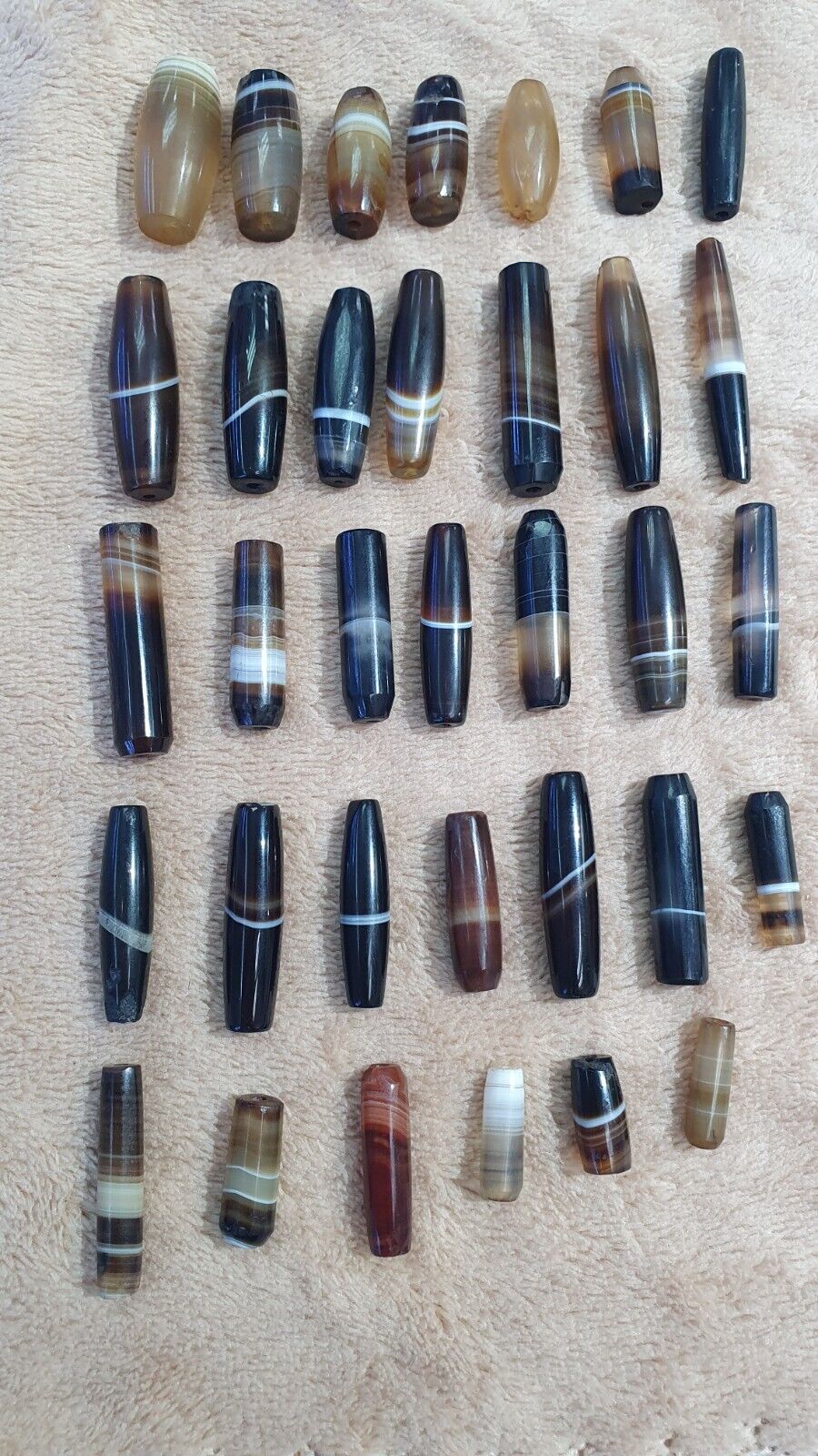 古董也門瑪瑙非洲貿易瑪瑙珠批量 34 顆