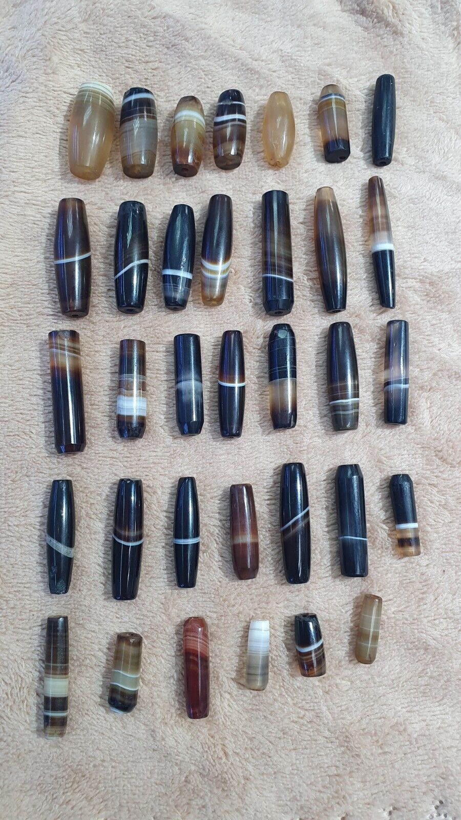 古董也門瑪瑙非洲貿易瑪瑙珠批量 34 顆