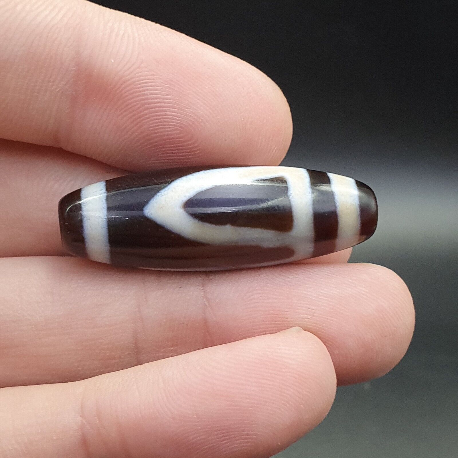 Rare Collectible Tibetan Rusted Eyes Agate stone Dzi Bead Amulet BD-25-4
