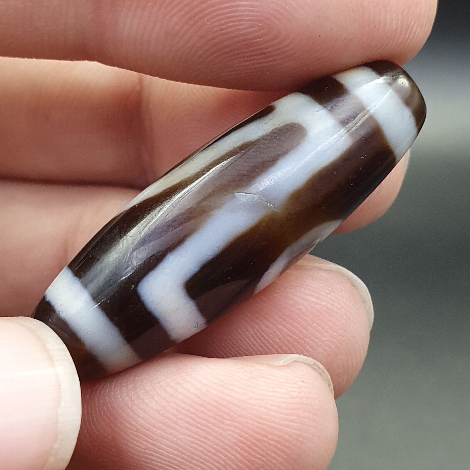 Rare Collectible Tibetan Rusted Eyes Agate stone Dzi Bead Amulet BD-25-4
