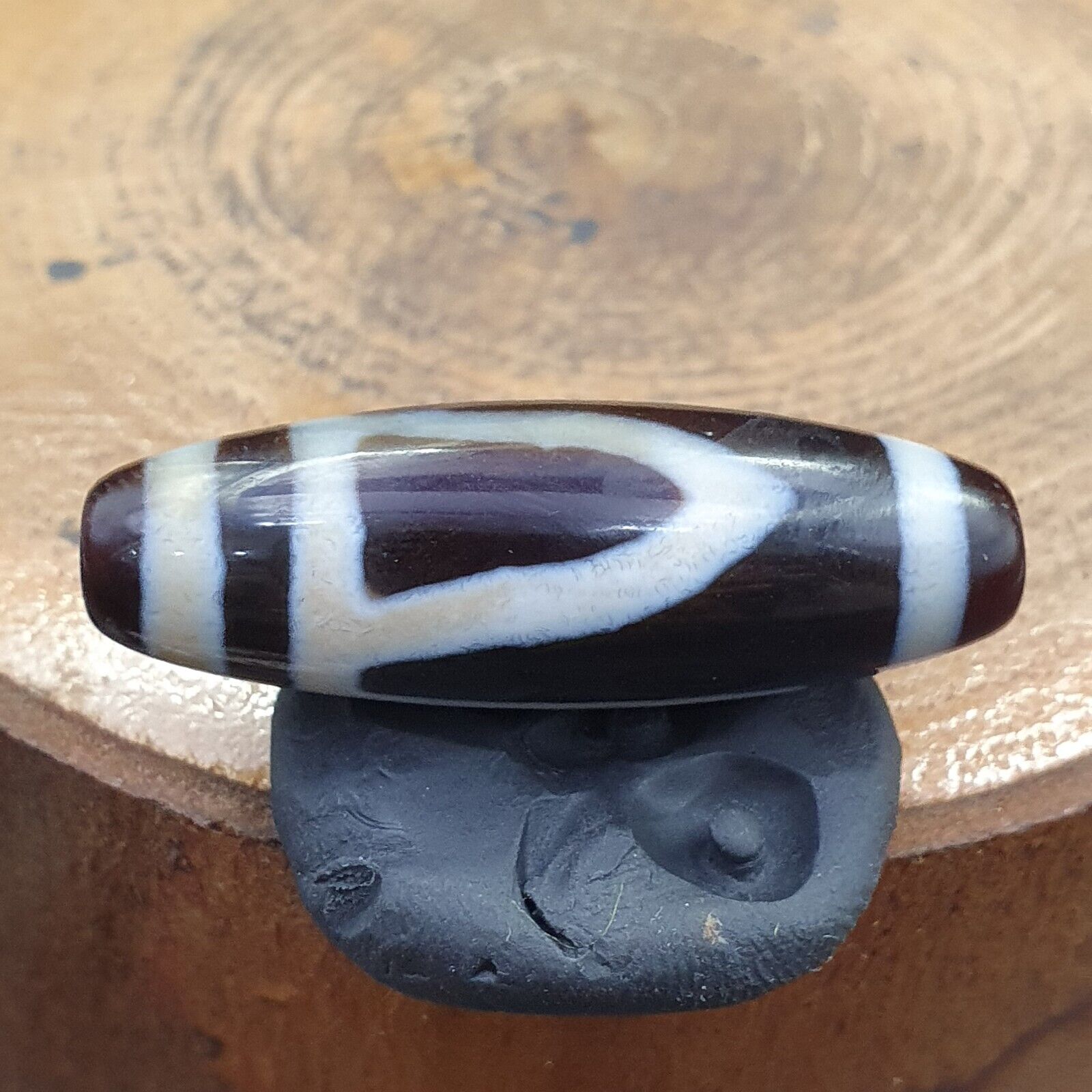 Rare Collectible Tibetan Rusted Eyes Agate stone Dzi Bead Amulet BD-25-4