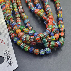 Vintage Venetian African Style Glass Chevron 5mm Beads Long Strand