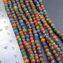 Vintage Venetian African Style Glass Chevron 5mm Beads Long Strand