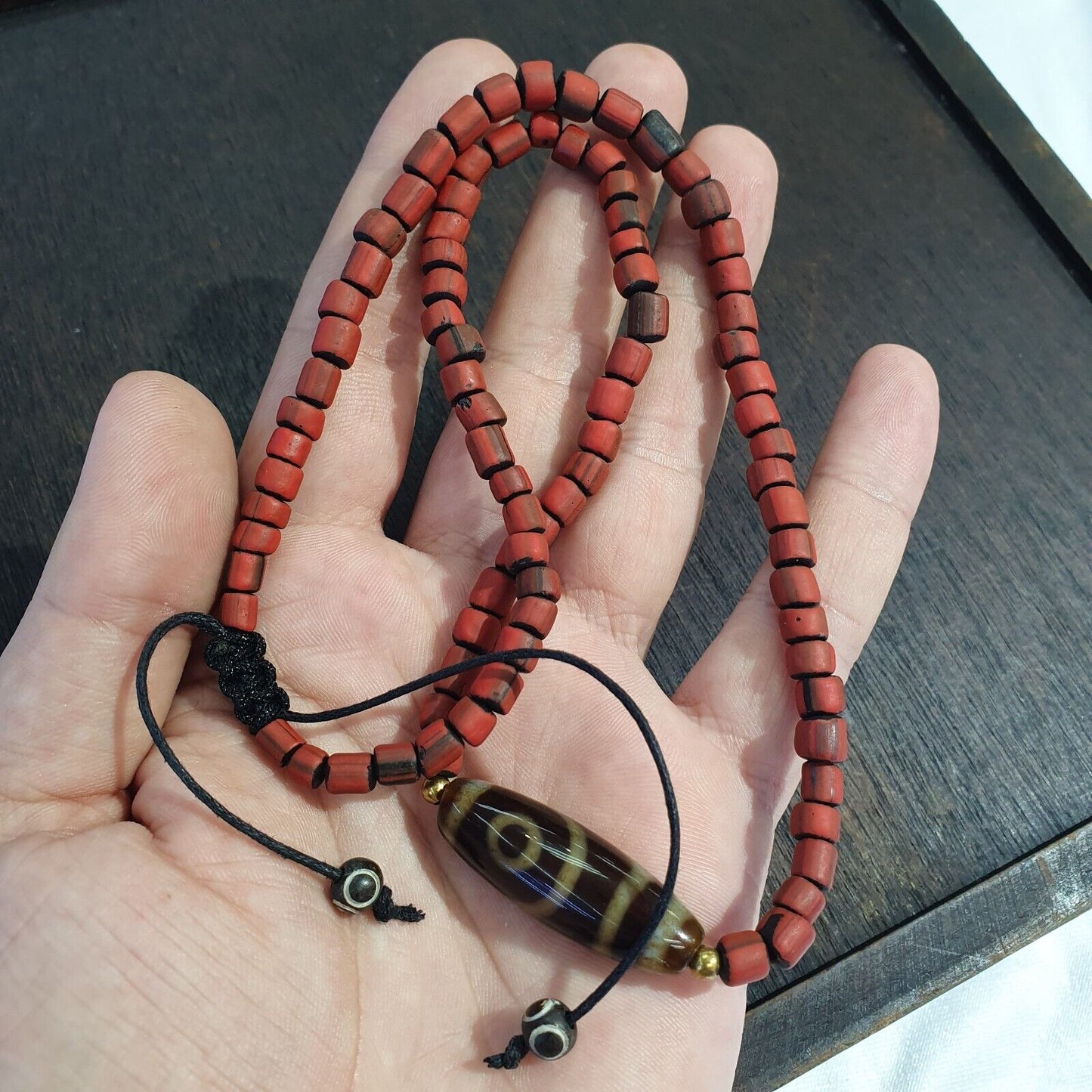 復古瑪瑙 2 眼珠西藏喜馬拉雅天珠吊墜項鍊