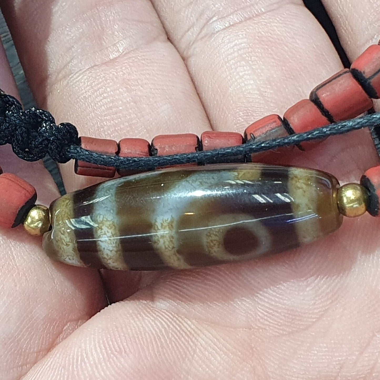 復古瑪瑙 2 眼珠西藏喜馬拉雅天珠吊墜項鍊