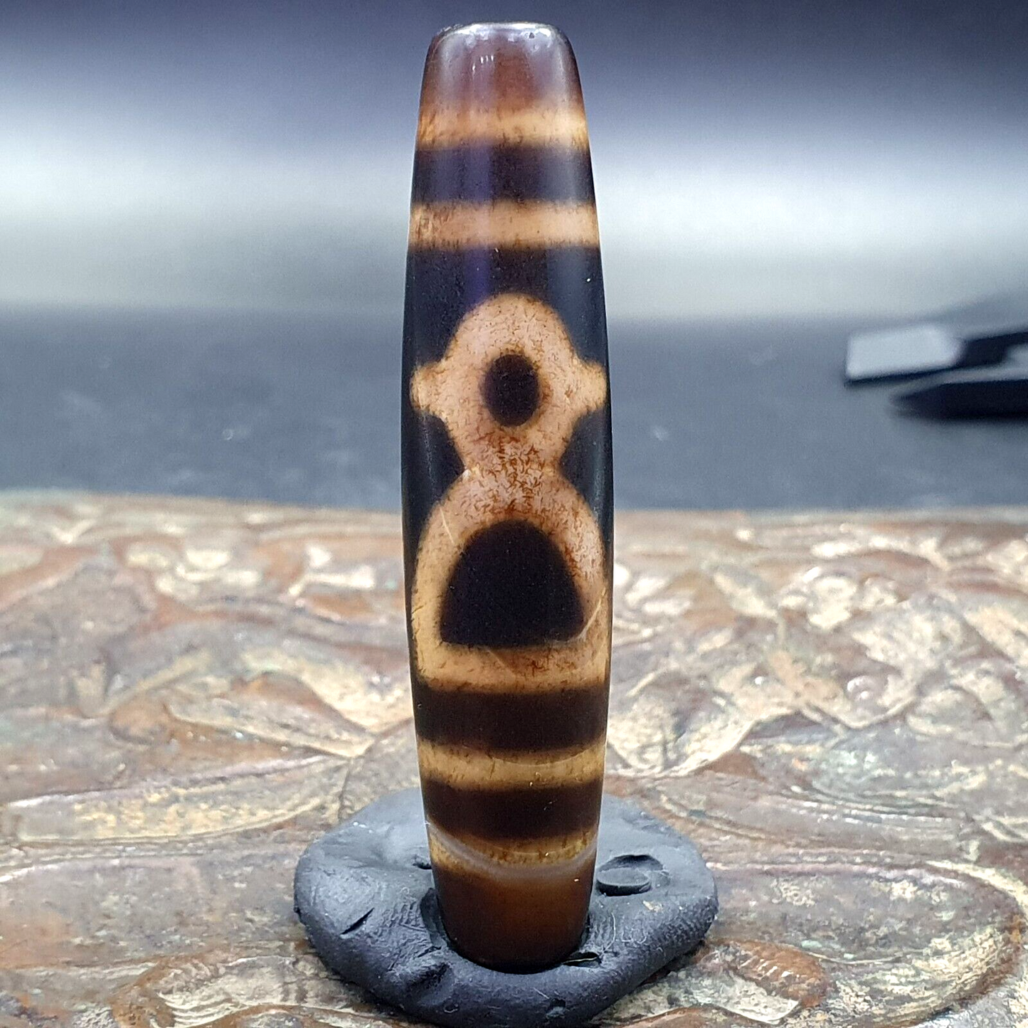 Vintage Mazing tibetische Vase Augen Achat Stein Dzi Perlen Amulett AG-4 