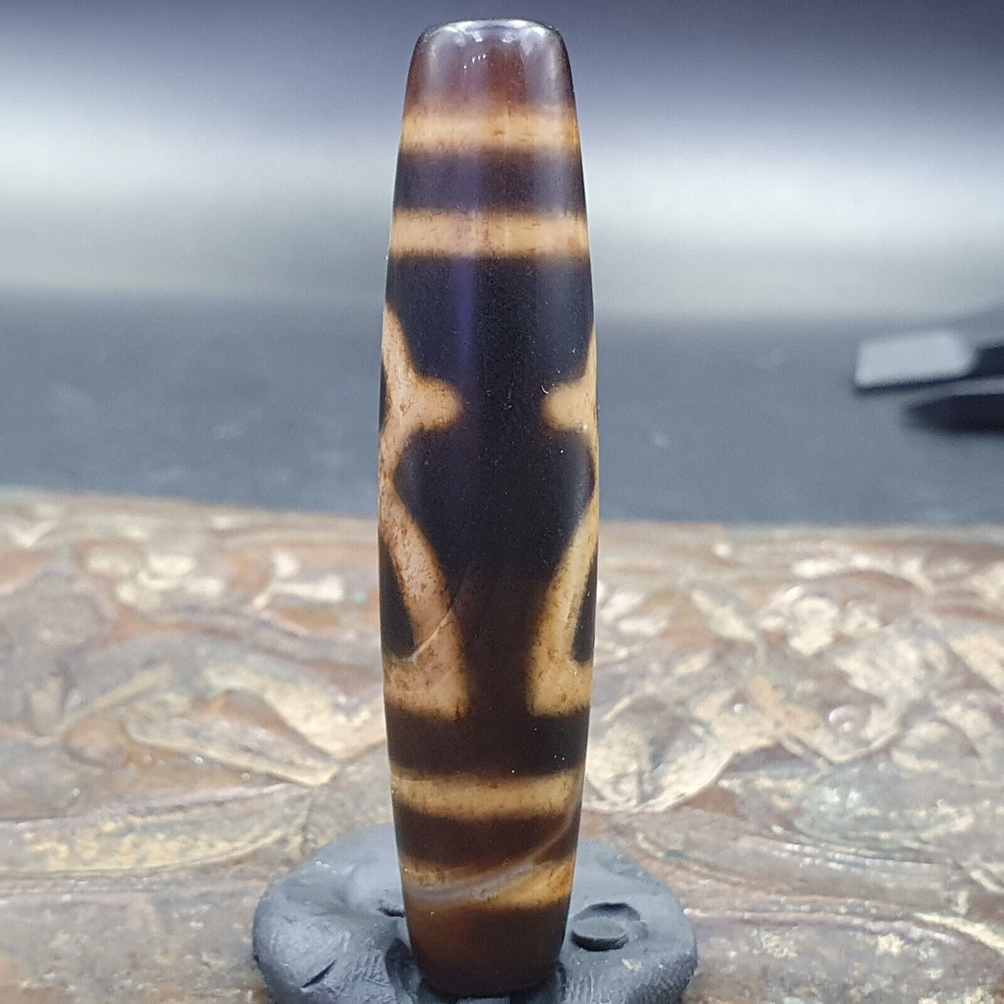 Vintage Mazing tibetische Vase Augen Achat Stein Dzi Perlen Amulett AG-4 