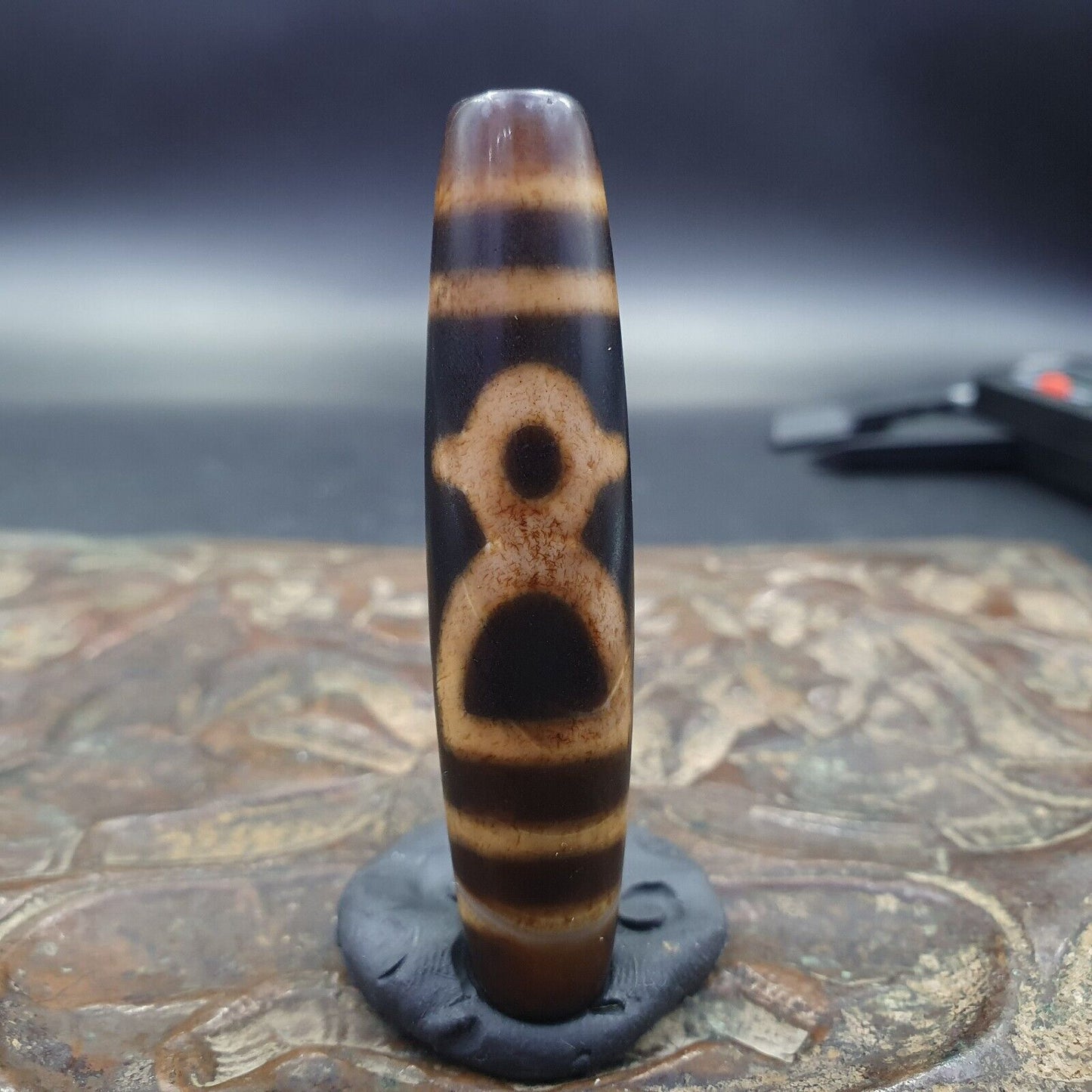 Vintage Mazing tibetische Vase Augen Achat Stein Dzi Perlen Amulett AG-4 