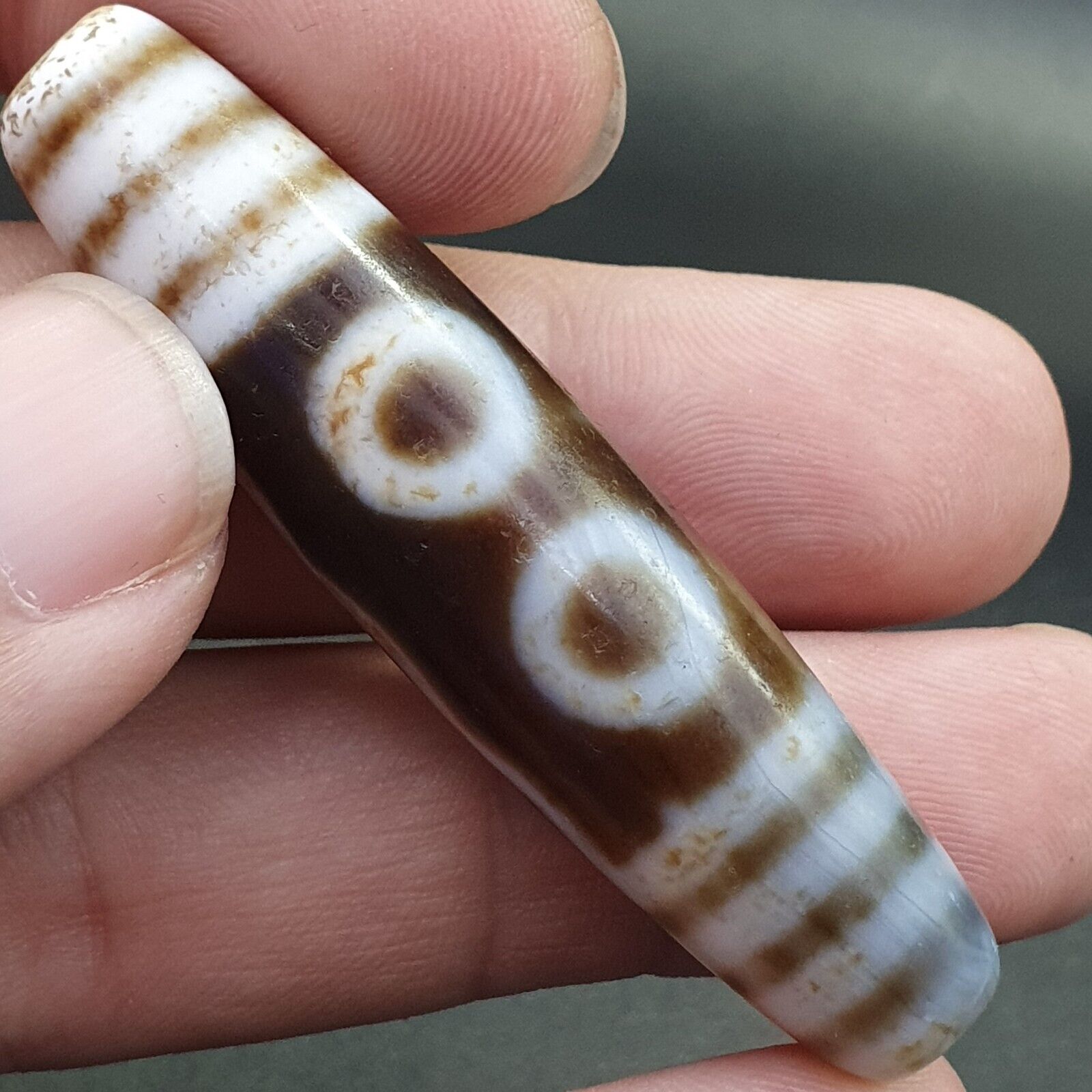 Tibetan 5 Eyes Agate stone Dzi Bead Amulet AG-1