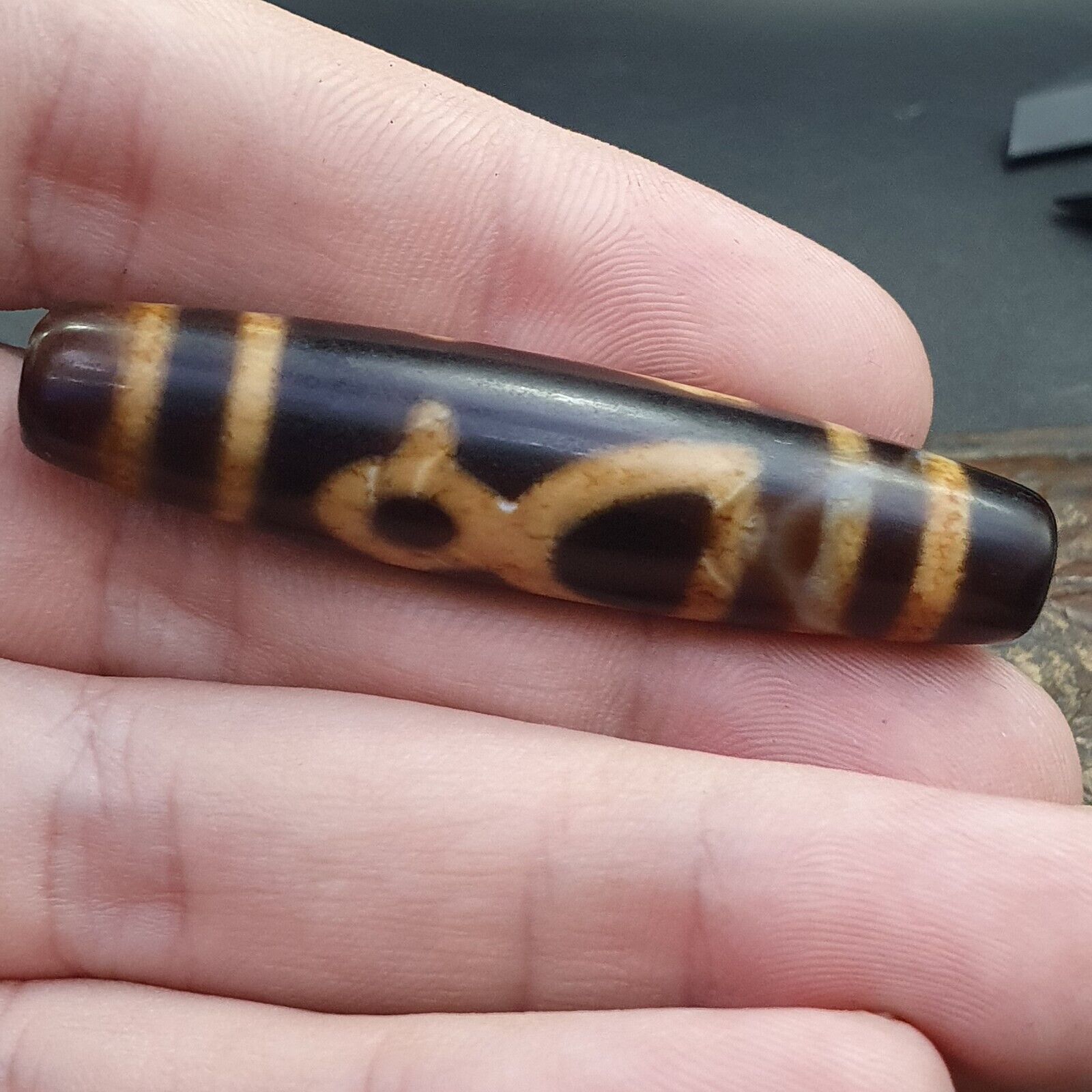 Vintage Mazing Tibetan Vase Eyes Agate stone Dzi Bead Amulet AG-4