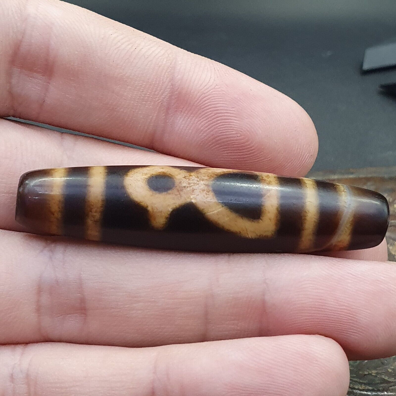 Vintage Mazing Tibetan Vase Eyes Agate stone Dzi Bead Amulet AG-4