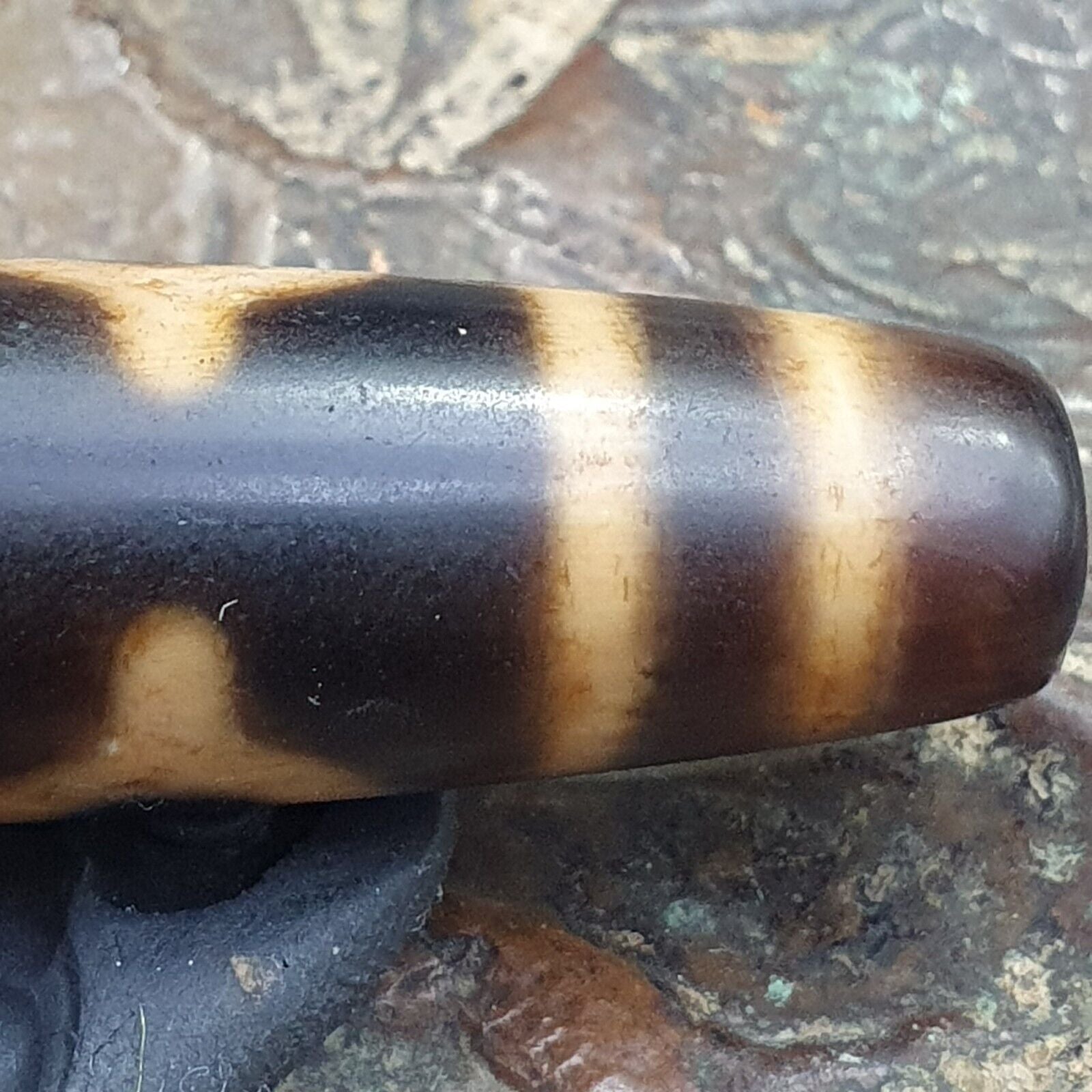 Vintage Mazing Tibetan Vase Eyes Agate stone Dzi Bead Amulet AG-4