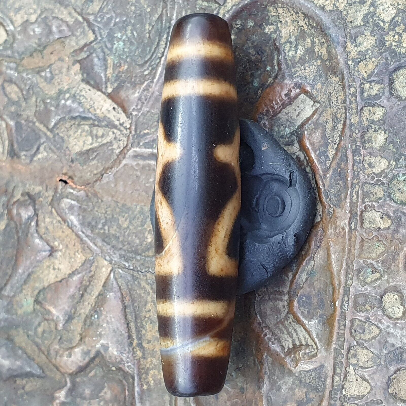 Vintage Mazing Tibetan Vase Eyes Agate stone Dzi Bead Amulet AG-4