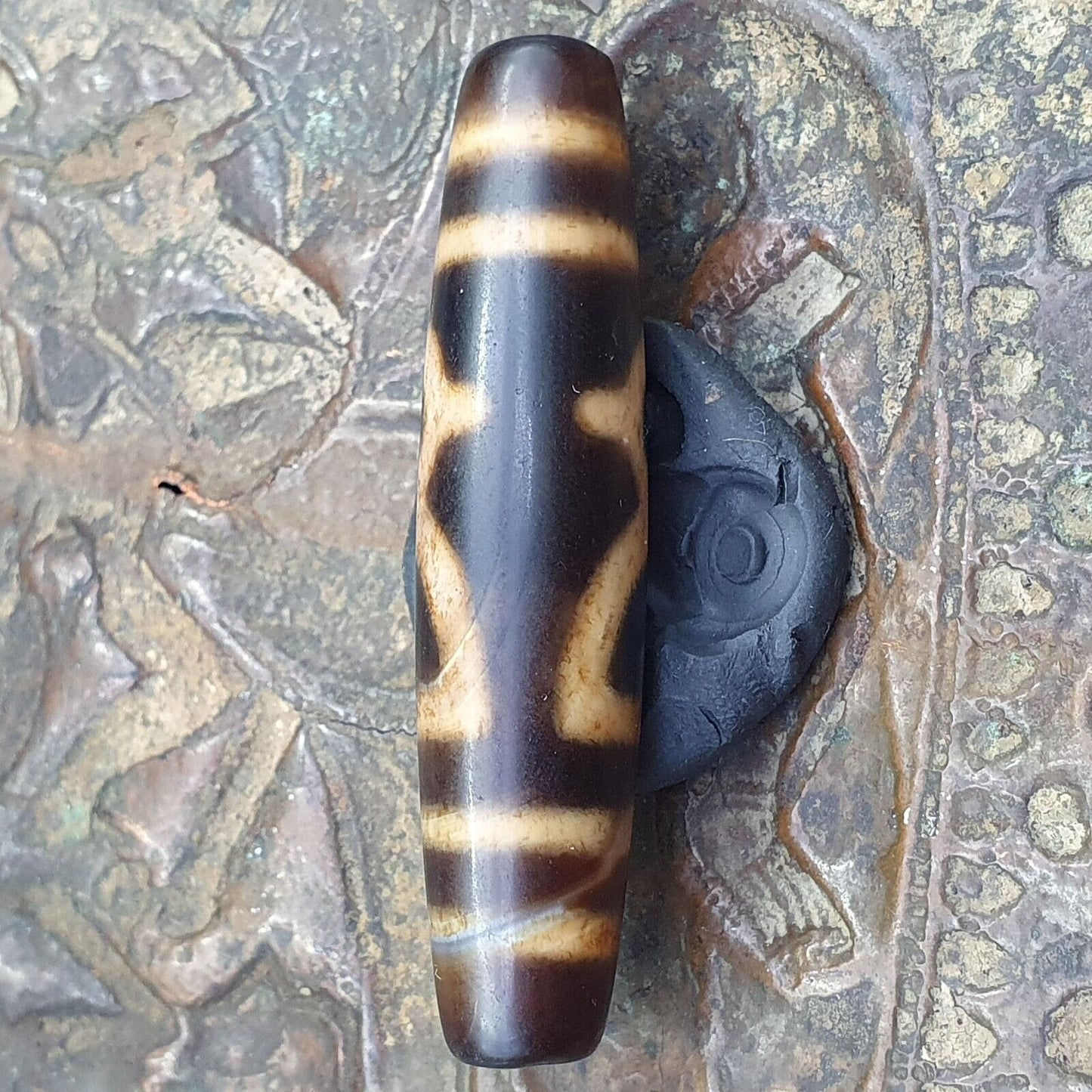 Vintage Mazing tibetische Vase Augen Achat Stein Dzi Perlen Amulett AG-4 