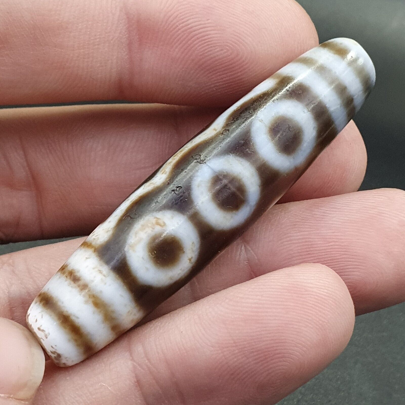Tibetan 5 Eyes Agate stone Dzi Bead Amulet AG-1