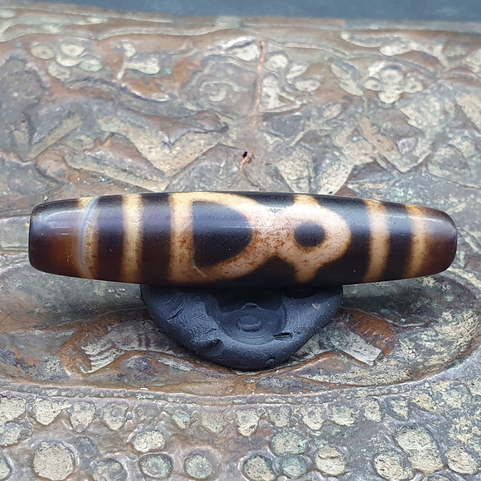 Vintage Mazing Tibetan Vase Eyes Agate stone Dzi Bead Amulet AG-4
