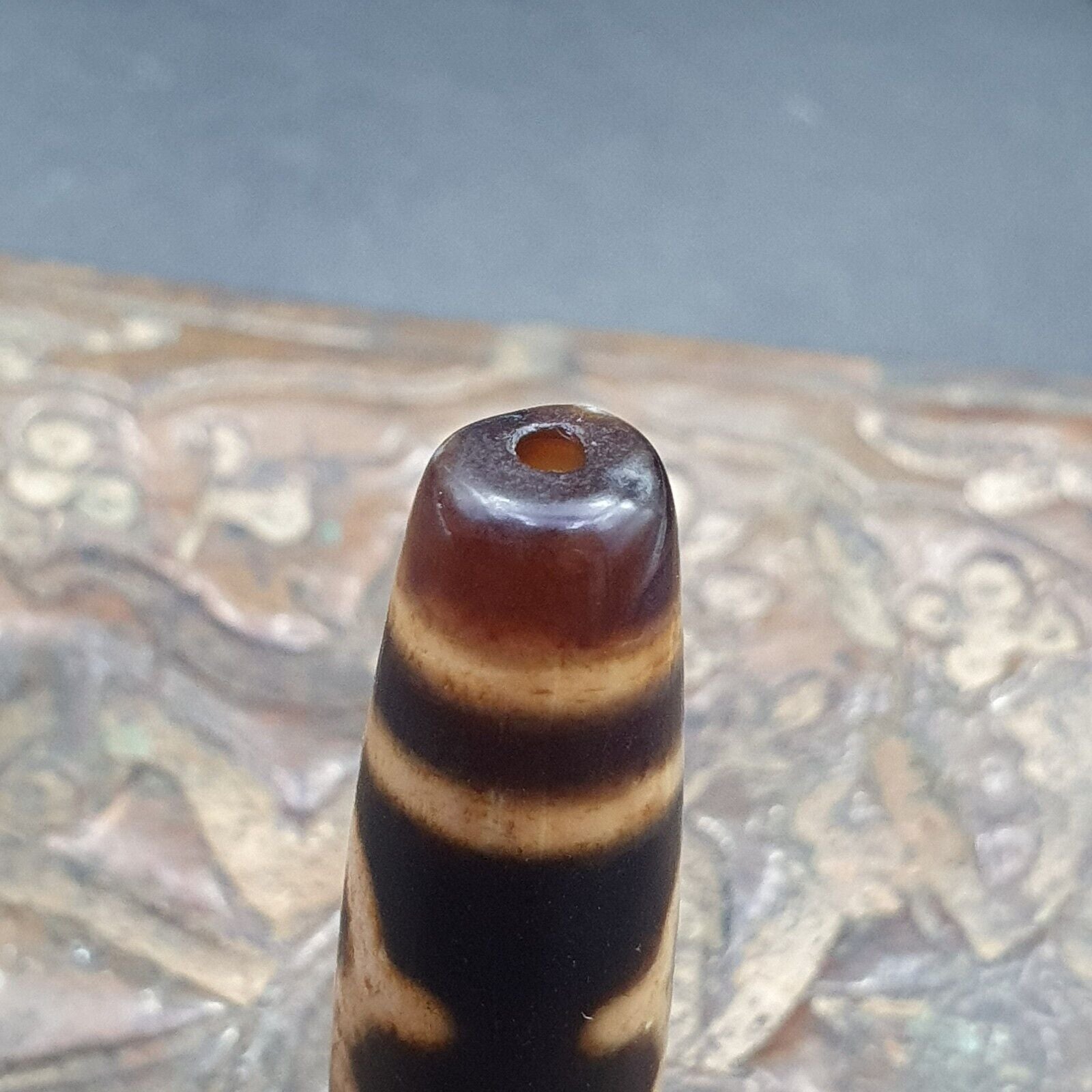 Vintage Mazing Tibetan Vase Eyes Agate stone Dzi Bead Amulet AG-4