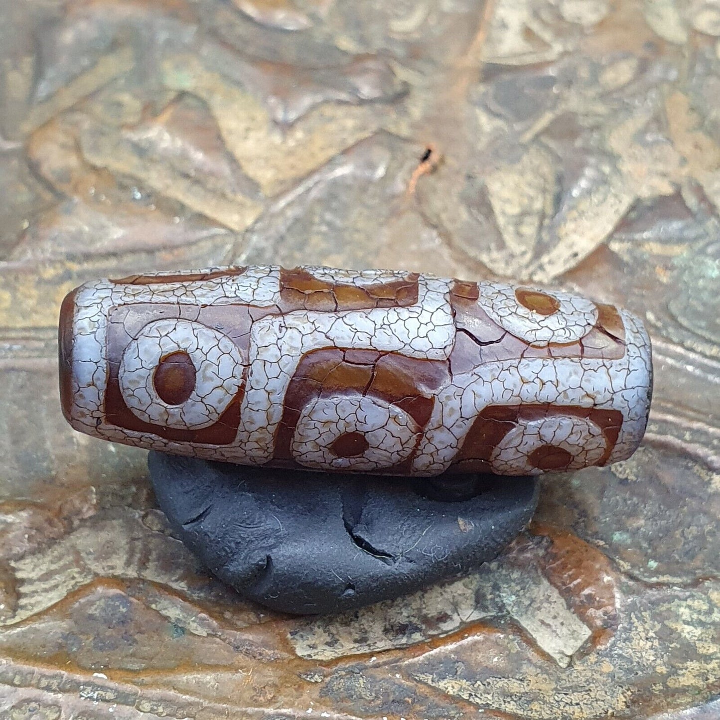 Tibetisches 9-Augen-in-Augen-Achatstein-Dzi-Perlenamulett AG-3 