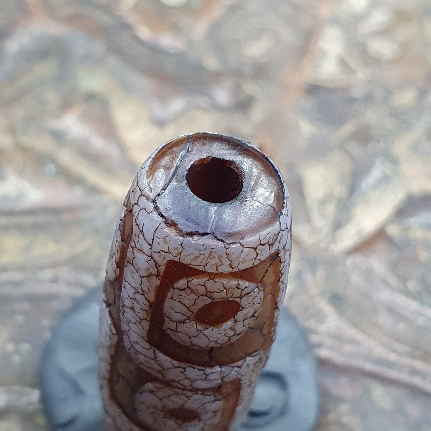 Tibetisches 9-Augen-in-Augen-Achatstein-Dzi-Perlenamulett AG-3 