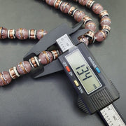 復古東陵 Millefiori 黑色粉色精美玻璃珠 13 毫米 24 英寸項鍊