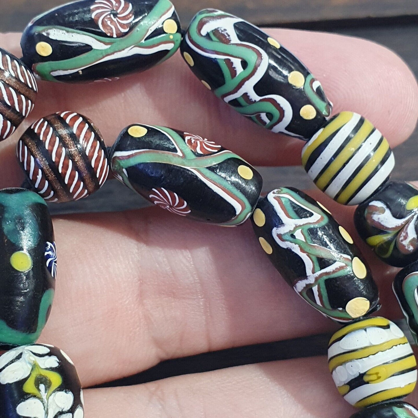Vintage ausgefallene Handelsperlen im venezianischen Stil | Afrikanisch | LANGER STRANG