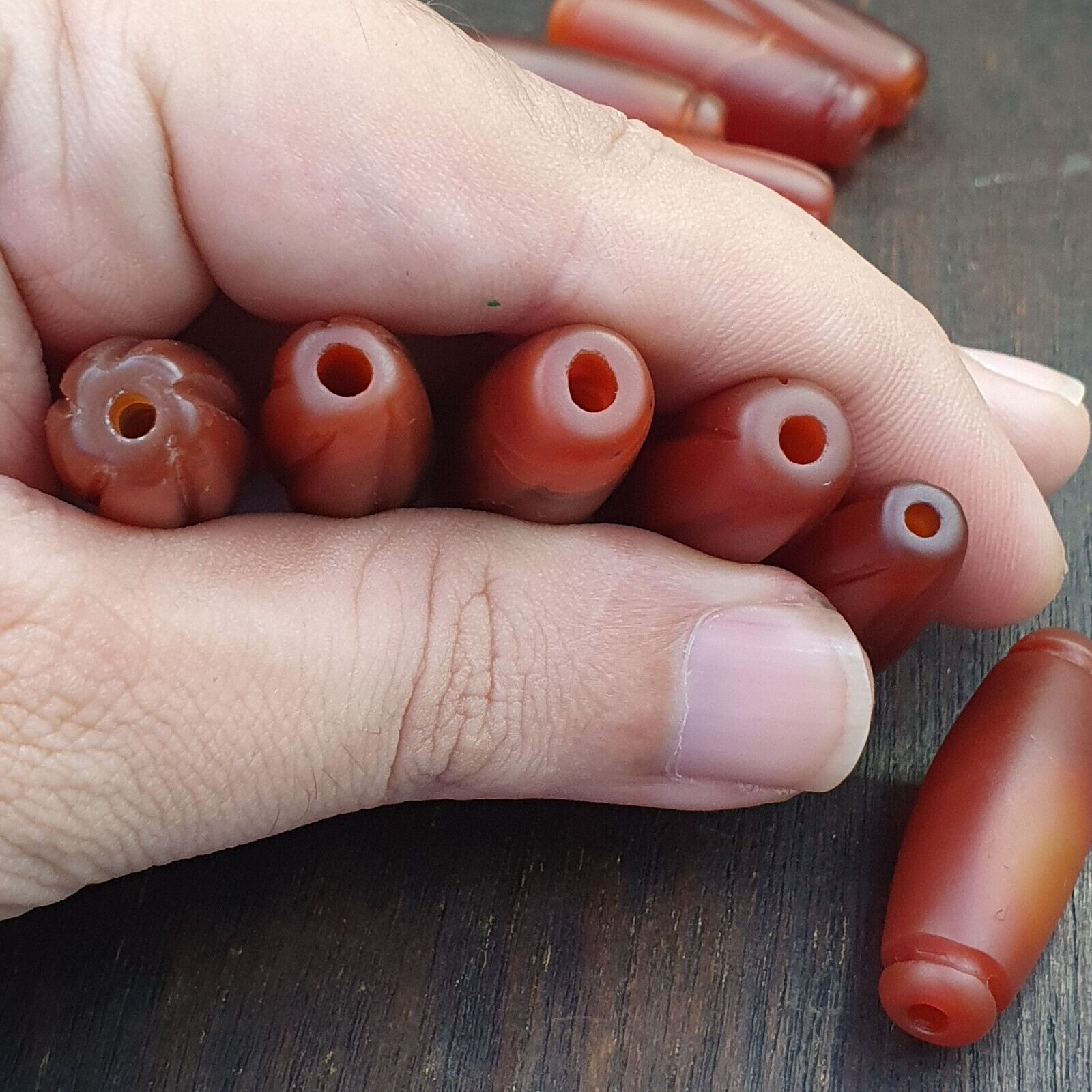 Lot 10 Antique Red Carving Agate Himalayan Tibetan Agate carnelian Beads