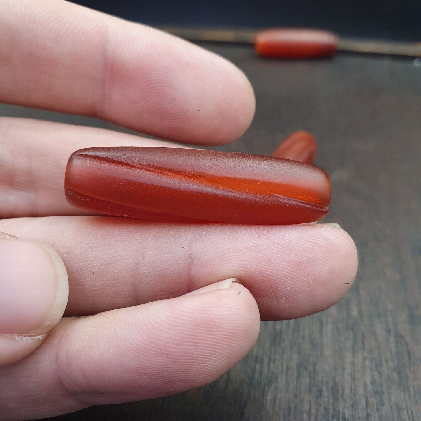 Lot 10 antike rote Schnitz-Achat-Himalaya-tibetische Achat-Karneolperlen 