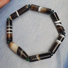 Lot 7 Antique Old Yemeni Agate Natural Rare pattern Banded Agate Bead  BDB6
