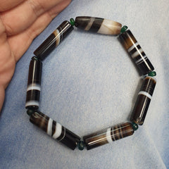 Lot 7 Antique Old Yemeni Agate Natural Rare pattern Banded Agate Bead  BDB6