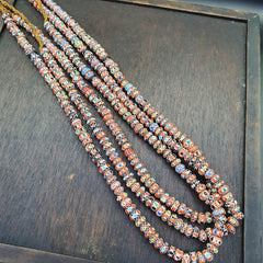 Vintage Chevron Beads Venetian African multicolor Glass 9-8mm Beads Long Strand