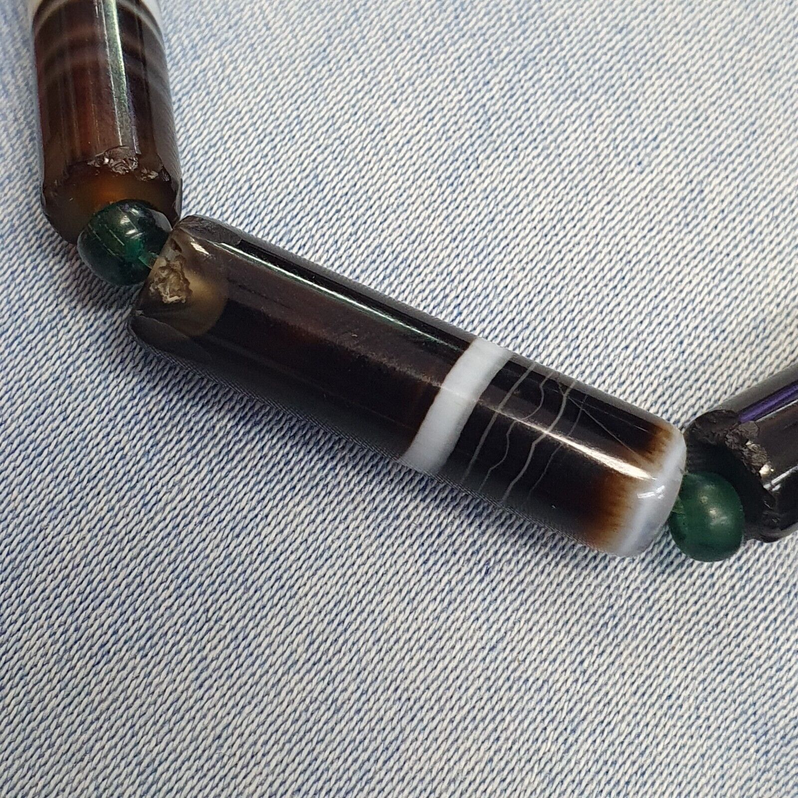 Lot 7 Antique Old Yemeni Agate Natural Rare pattern Banded Agate Bead  BDB6