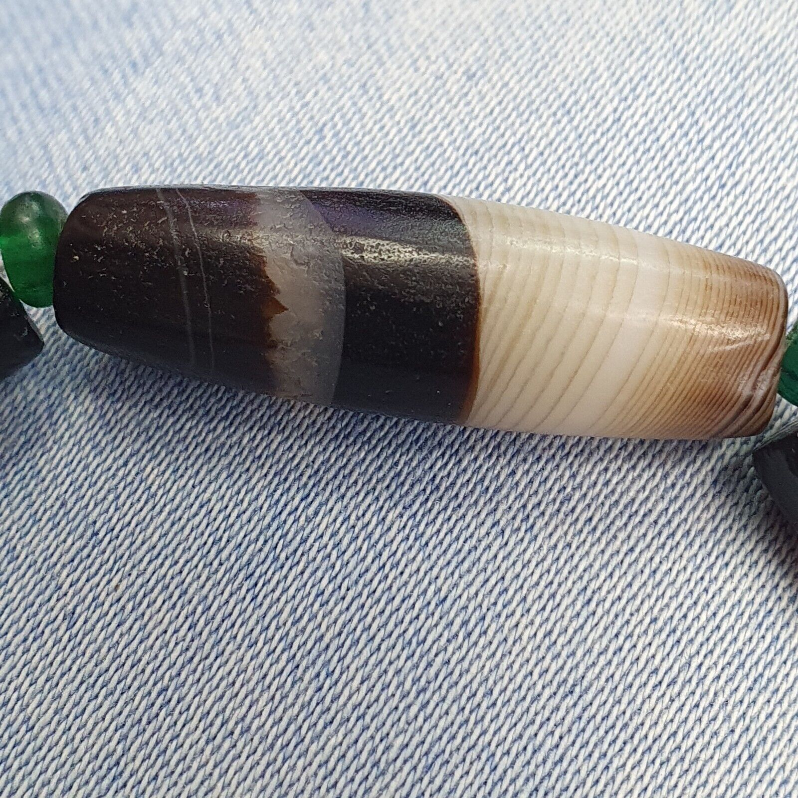 Lot 7 Antique Old Yemeni Agate Natural Rare pattern Banded Agate Bead  BDB6
