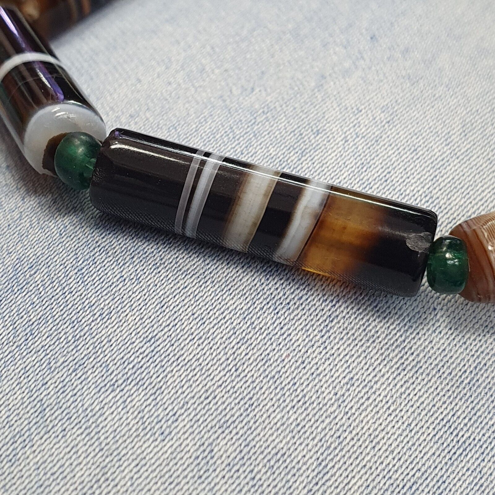 Lot 7 Antique Old Yemeni Agate Natural Rare pattern Banded Agate Bead  BDB6