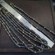 Vintage Aventurine Fancy Feather Beads 25-24 x9.5MM Black Glass Beads Necklace